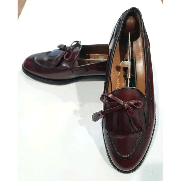 Cole Haan Hand Made In Maine Horween Leather Tassel Kiltie Loafers Ox blood 8.5 - Picture 4 of 16